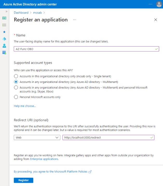 Create App Registration