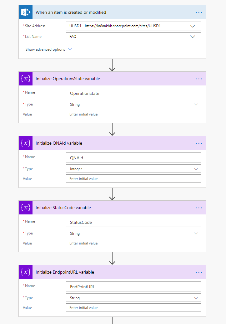 Trigger flow when an item is created or midified in the SharePoint list
